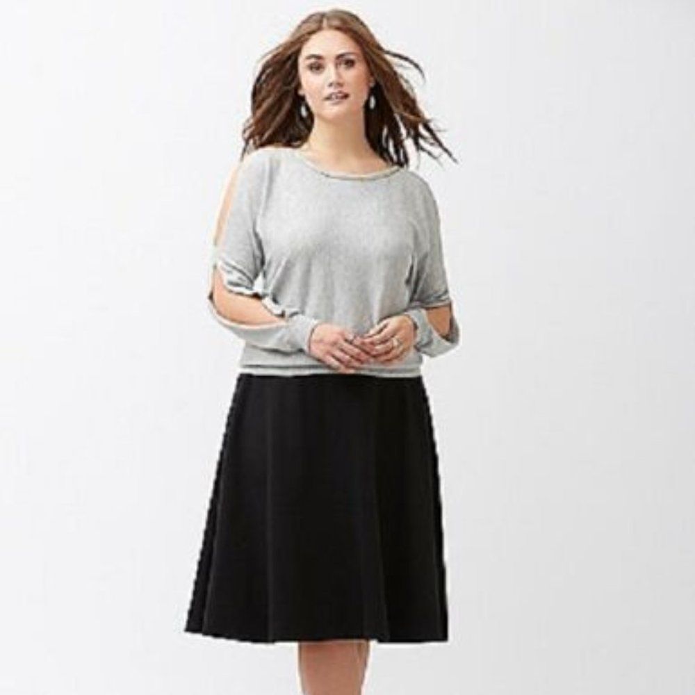 NEW! Lane Bryant Cold Shoulder Split Sleeve Bead Embellished Sweater in Gray.